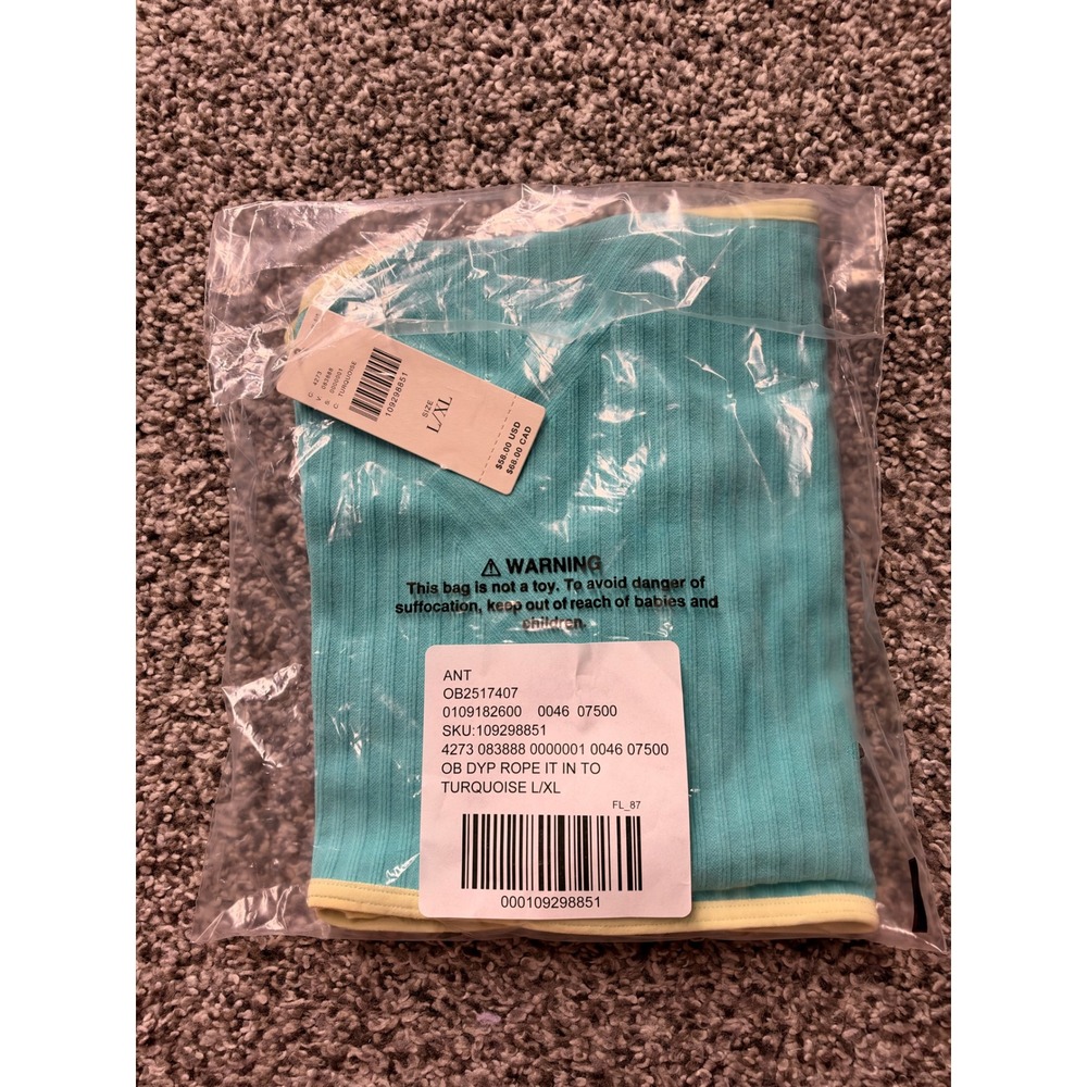 Anthropologie Rope It In Tank L/XL Ribbed Knit Racerback Crop Turquoise NEW - Picture 3 of 7